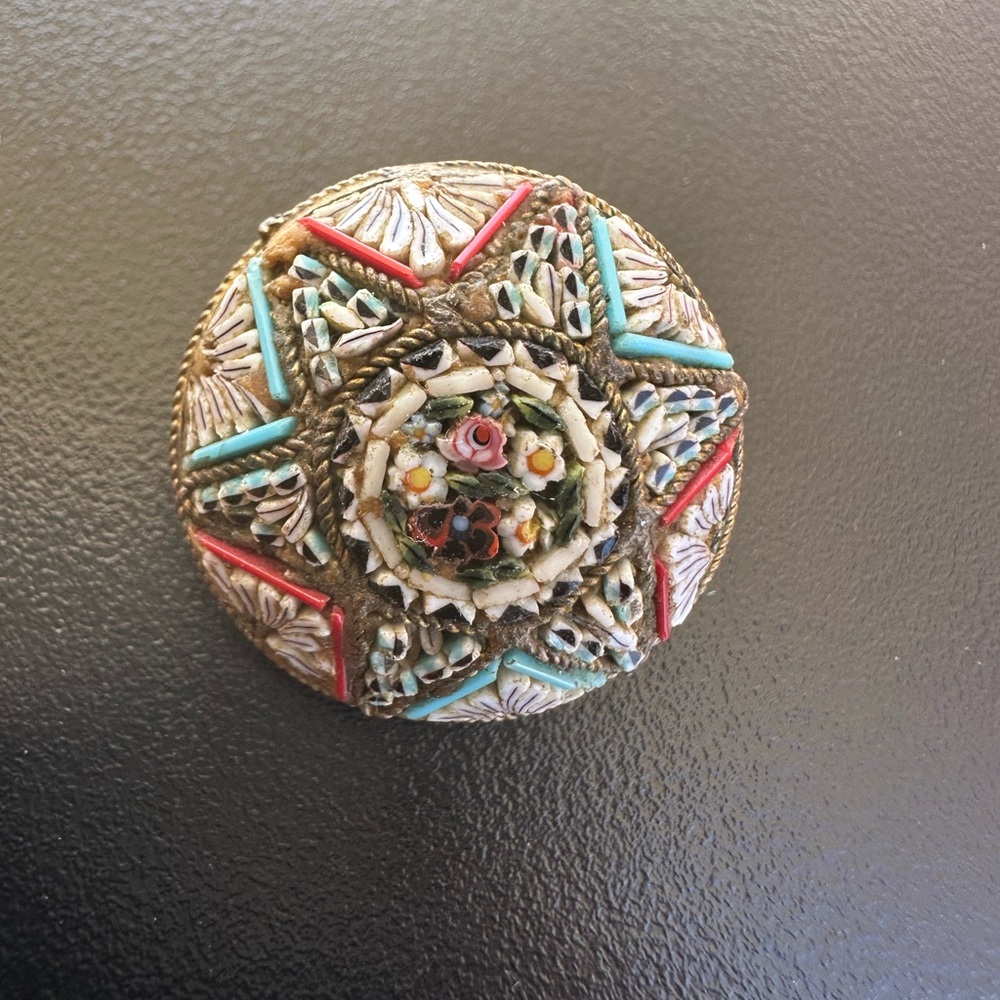 Vintage Micro Mosaic Floral Brooch